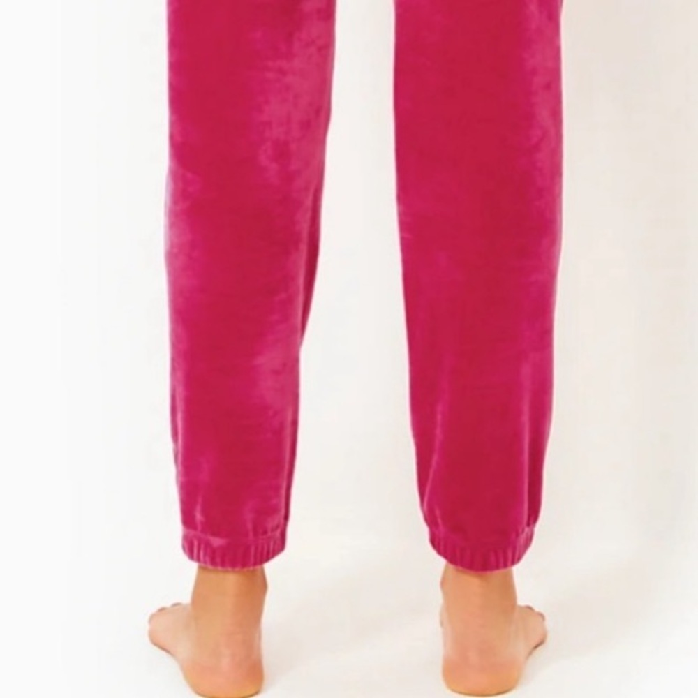 Lilly Pulitzer Mallie Pink Velour Jogger - Picture 3 of 7